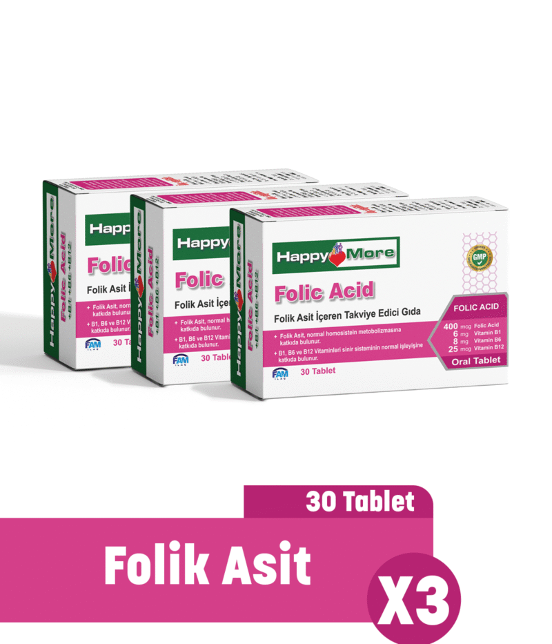 HappyMore Vitamin Folik Asit 3'lü Paket